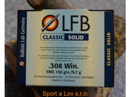 Náboje LFB 308Win. Classic solid 9,7g/150gr.