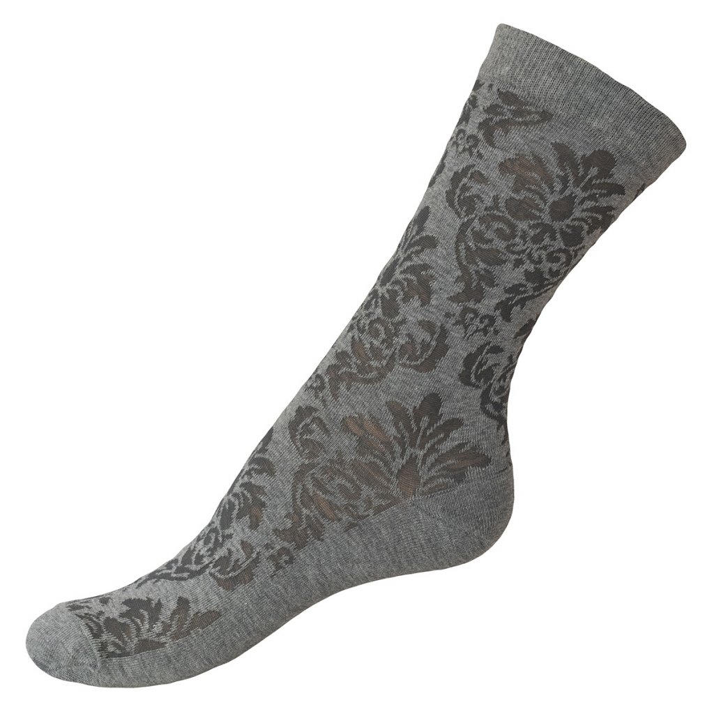 Dámské tenké bavlněné ponožky s filetovým vzorem šedé SAFA