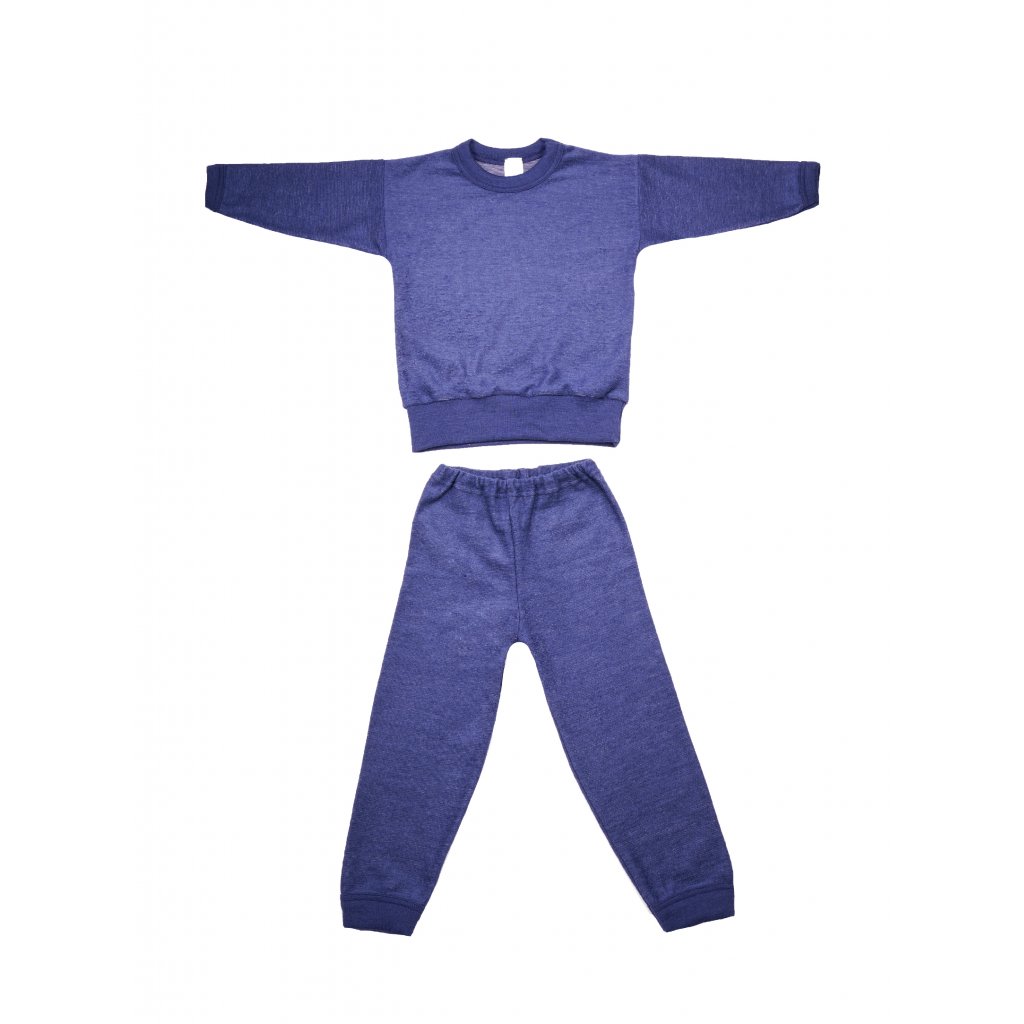 Rostoucí dvoudílné merino pyžamo dětské ze 100% merino vlny COSILANA modrá  barva - Bergam