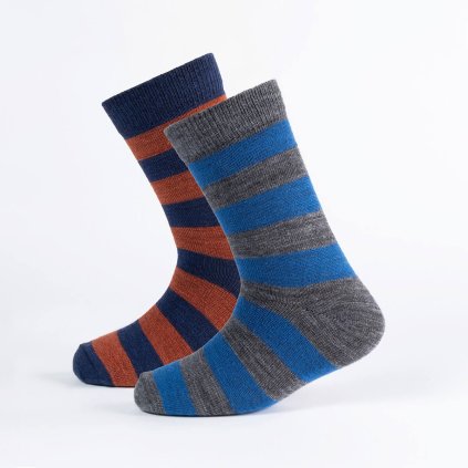 2 páry merino ponožek oranžové STRIPESY SAFA