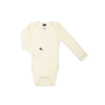 Merino body dětské dlouhý rukáv krémové white melange Smallstuff