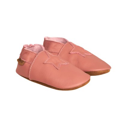 Dětské barefoot bačkůrky (capáčky) kožené růžové Old rose EN FANT