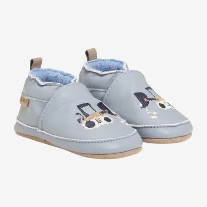 Dětské barefoot bačkůrky (capáčky) kožené modré s aplikací Tradewinds EN FANT