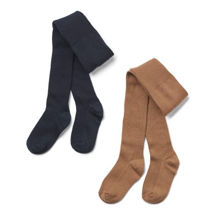 2 páry dětské merino punčocháče Robin Navy WHEAT