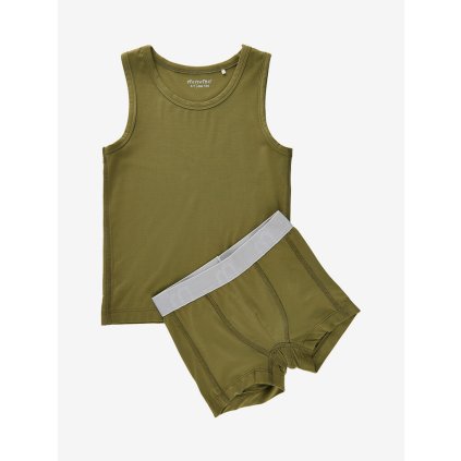 Set chlapeckého spodního prádla boxerky a nátělník z bambusové viskózy Khaki Minymo