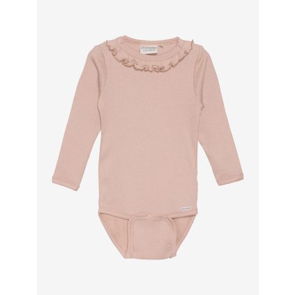 Dětské body s dlouhým rukávem z bavlny a modalu Misty Rose Minymo
