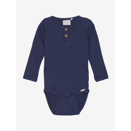 Dětské body s dlouhým rukávem z bavlny a modalu Dark Navy Minymo