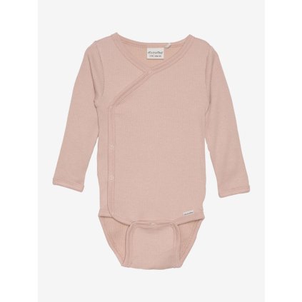 Dětské zavinovací body s dlouhým rukávem z bavlny a modalu Misty Rose Minymo