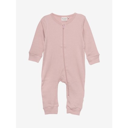 Dětský overal s dlouhým rukávem z bavlny a modalu růžový Misty Rose Minymo