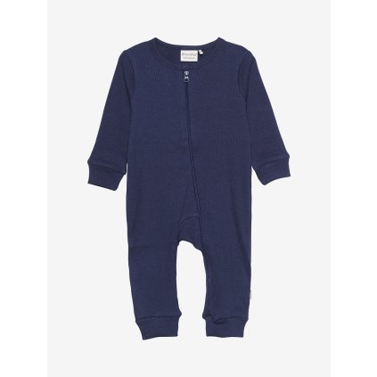 Dětský overal s dlouhým rukávem z bavlny a modalu modrý Dark Navy Minymo
