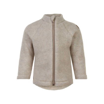 Dětská mikina na zip merino-fleece barva hnědá Melange Offwhite Mikk-Line