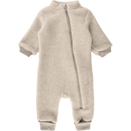 Merino overal na zip bez kapuce hnědý Melange Offwhite Mikk-Line