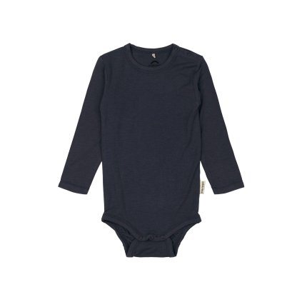 Dětské body dlouhý rukáv z merino vlny a bambusu modré Blue Nights Mikk-Line
