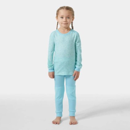 Dětské termoprádlo z merino vlny Helly Hansen GRAPHIC LIFA LIGHT CYAN