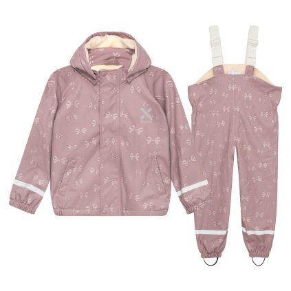 Dětská nepromokavá zateplená souprava do větru i deště Exani - růžová PINK BOW