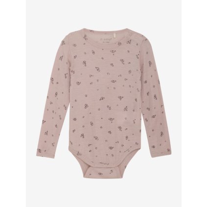Dětské body z merino vlny a hedvábí s dlouhým rukávem Fixoni - růžové Pale Mauve
