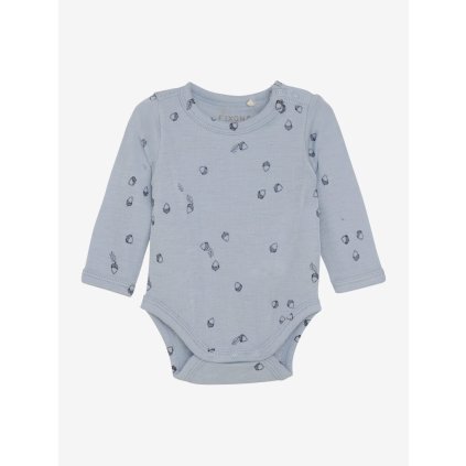 Dětské body z merino vlny a hedvábí s dlouhým rukávem Fixoni - modré Blue Fog