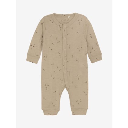 Merino overal pro děti s hedvábím Fixoni - hnědý Light Taupe