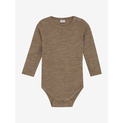 Merino body pro děti s dlouhým rukávem CeLaVi - hnědé Cocoa Creme