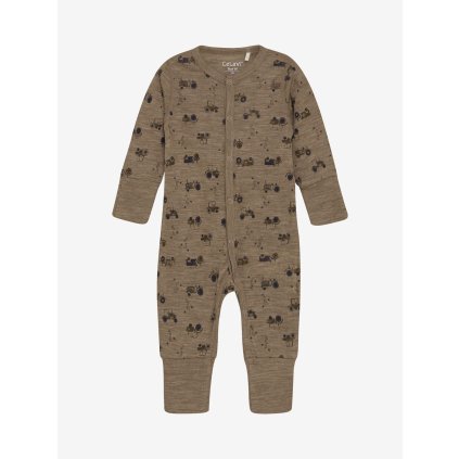 Dětský overal (pyžamo) z merino vlny CeLaVi - hnědý Cocoa Creme