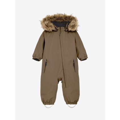Dětská teplá zimní kombinéza s umělou kožešinou Color Kids - hnědá Fossil