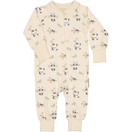 Bambusové dětské rostoucí pyžamo (overal) Beige panda Geggamoja