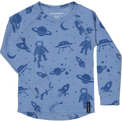 Merino triko dětské dlouhý rukáv Geggamoja - Blue Astro