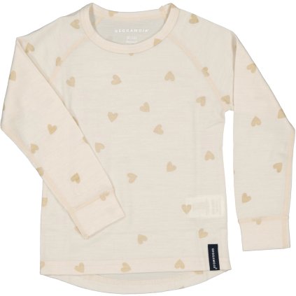 Merino triko dětské dlouhý rukáv Geggamoja - Beige heart