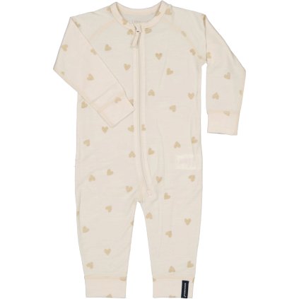 Rostoucí overal ze 100% merino vlny pro děti Geggamoja - Beige heart