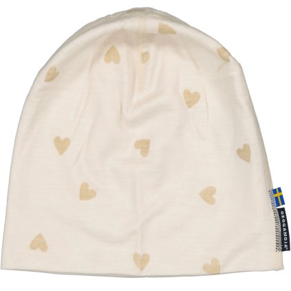 Dětská merino čepice Geggamoja - Beige heart