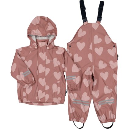 Dětská nepromokavá souprava do deště Geggamoja - Pink heart