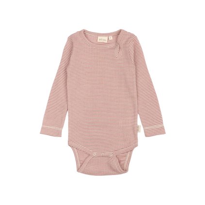 Merino body dětské dlouhý rukáv PP901 Dante PETIT PIAO - růžové Nostalgic Rose/Dark Off White
