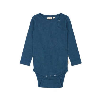 Merino body dětské dlouhý rukáv PP911 PETIT PIAO - modré Ensign Blue