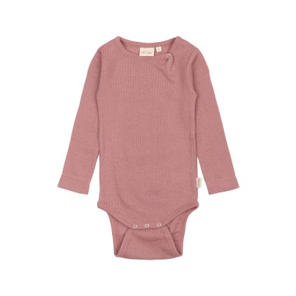 Merino body dětské dlouhý rukáv PP911 PETIT PIAO - růžové Nostalgic Rose