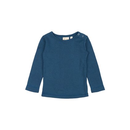 Dětské triko s dlouhým rukávem z merino vlny PETIT PIAO - modré Ensign Blue