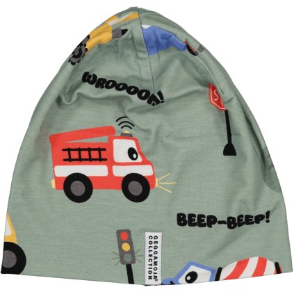 Dětská tenká bambusová čepice Geggamoja - Green tractor