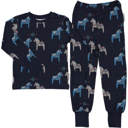 Bambusové dvoudílné rostoucí pyžamo Geggamoja - Navy Dala horse
