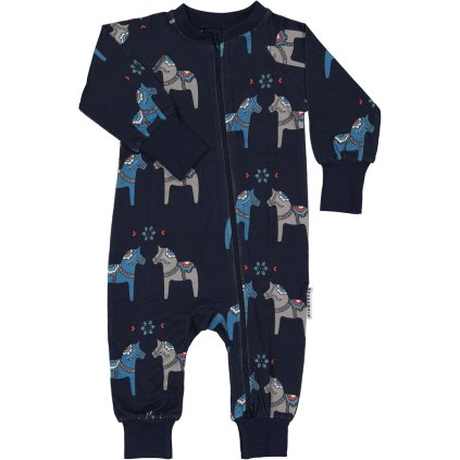 Bambusové dětské rostoucí pyžamo (overal) Geggamoja - Navy Dala horse