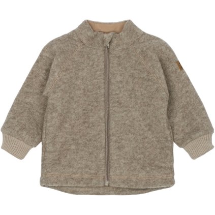 Dětská mikina s podšívkou na zip merino-fleece barva hnědá Melange Denver Mikk-Line
