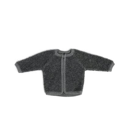 Dětský cardigan z bouclé merino vlny na zip Smallstuff - grey melange
