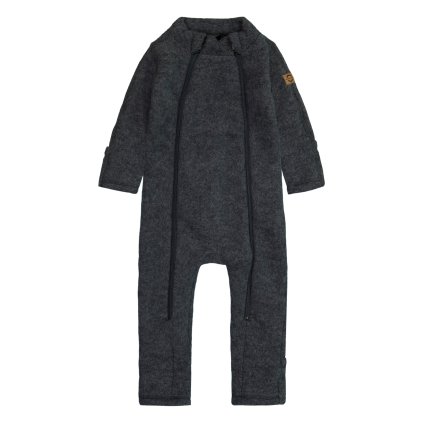 Merino overal s dvojitým dlouhým zipem Mikk-Line - šedý Anthracite Melange