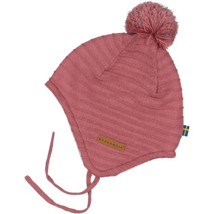 Dětská pletená čepice na provázek s windproof membránou Geggamoja - růžová