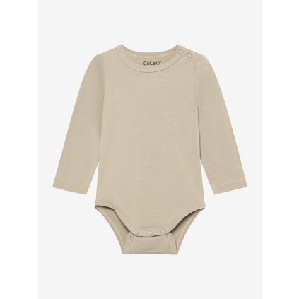 Dětské body s dlouhým rukávem z bambusu a bavlny CeLaVi - Plaza Taupe