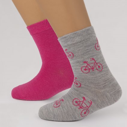 Dva páry merino ponožek s růžovým kolem SAFA