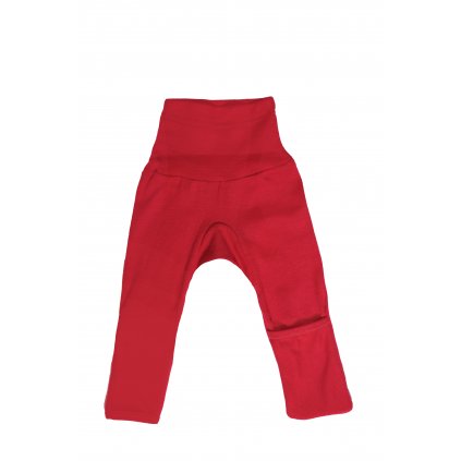 Rostoucí kalhoty z merino vlny a hedvábí Cosilana s přehrnutím červené