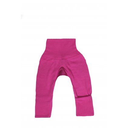 Rostoucí kalhoty z merino vlny a hedvábí Cosilana s přehrnutím růžové