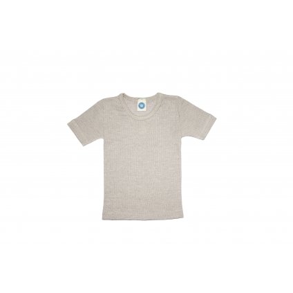 Dětské triko s krátkým rukávem z merino vlny, bavlny a hedvábí šedé Cosilana