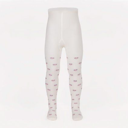 Merino tights with small hearts white SAFA