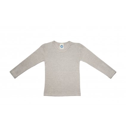 Dětské merino triko s dlouhým rukávem barva šedá merino/hedvábí/bavlna Cosilana