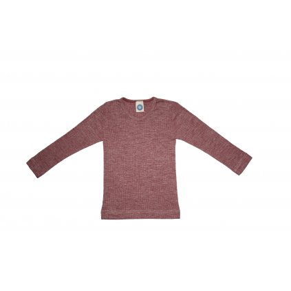 Dětské merino triko s dlouhým rukávem barva červený melír merino/hedvábí/bavlna Cosilana